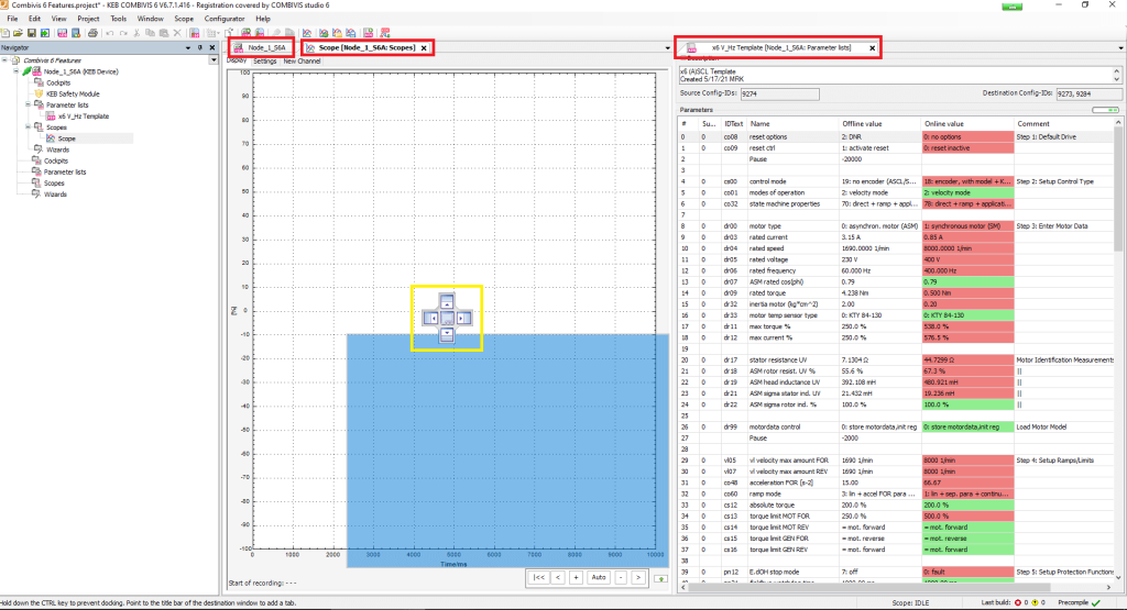 KEB COMBIVIS 6 programming software editor window layout feature